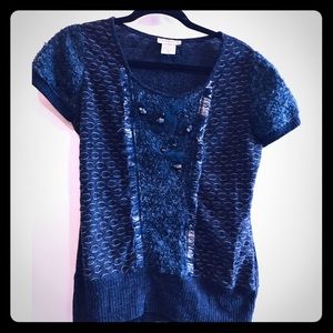 Short sleeve knit sweater